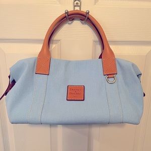 NWOT Dooney & Bourke light blue canvas small duffle